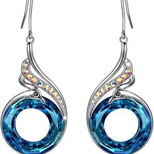 Rise From the Ashes" Phoenix Earrings, Sterling Silver Dangle Earrings with Crys